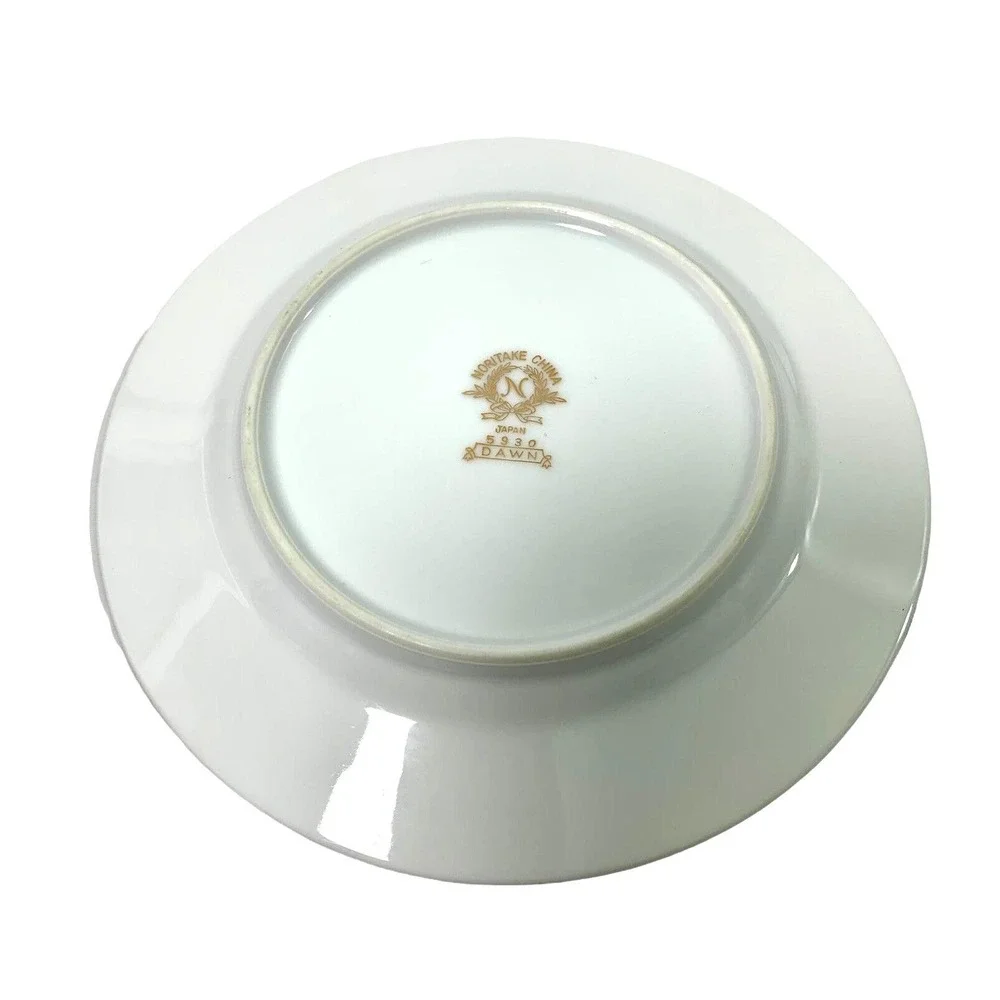 Vintage Noritake China‎ Dessert Plate Dawn 5930 White Goldtone Trim